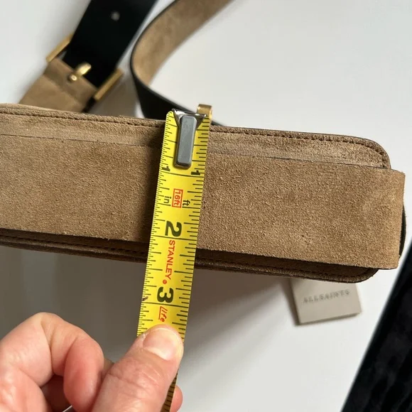 NWT All Saints 3 in 1 Suede brown leather Frankie Crossbody Bag + Dust Bag - Picture 15 of 16